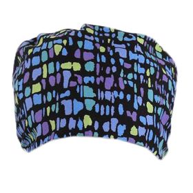 Black Scrub Cap Work Cap Adjustable Cotton Tie Back Scrub Cap for Men Women, Blue Purple Yellow Grid