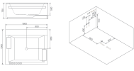 71 inch acrylic double massage bathtub white
