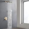 10 Inches Brushed Gold Wall Mounted Shower with High Pressure Rain Shower Head and 5-Function Handheld Shower Head
