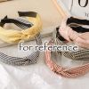 3 Pcs Wide Plaid Headbands Plain Turban Twist Knotted Headband Checkered Cross Knot Hair Hoop Solid Colors Hairbands Hair Accessories