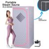 Full Size Portable Grey Steam Sauna tentâ€“Personal Home Spa;  with Steam Generator;  Remote Control;  Foldable Chair;  Timer and PVC Pipe Connector Eas