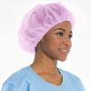 Disposable PP Caps 21". Pack of 100 Pink Polypropylene Hair Caps. Pink Polypropylene Head Covers; Lightweight; Breathable Nonwoven Fabric Elastic Caps
